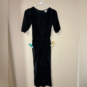 Cat & Jack Black Velour Quarter Sleeve with pockets Jumpsuit M 7/8